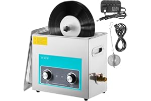 VEVOR Nettoyeur à Ultrasons pour Disque Vinyle Nettoyeur Ultrasonique Professionnel 6L 4 Disques à La Fois Machine à Ultrason Bac Inox Chauffage Commande par Bouton Nettoyage Profonde Bijoux Prothèse