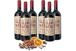 ‎LAUX LAUX Roter Glühwein 6 x 1 L - Trinkfertiger, Weihnachtlich Aromatischer Glühwein - Fruchtig-Würzig mit Typischen Aromen - Geschenk für Frauen (10% Vol.)