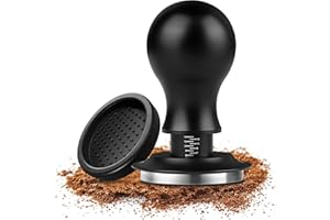 FIVAVA Prensador de café de 51 mm de acero inoxidable con mecanismo de resorte integrado, herramienta barista para cafés y amantes del café