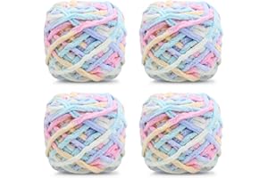 TSLBW Knitting Wool Yarn 4 x 100g Multi-Colored Soft Chunky Yarn for Crochet Projects Making Plush Balls Handmade Bags Sweaters Shoes Hats Sweaters Blankets Scarves
