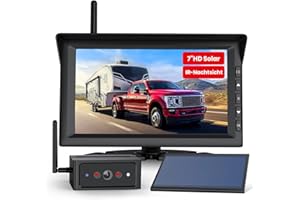 AUTO-VOX Solar Echt Kabellos Rückfahrkamera Set mit IR Nachtsicht, 1080P Funk Digital Rückfahrkamera mit 7" Split-Screen Monitor für LKW, Wohnmobil, Wohnwagen, Anhänger, Van, Bus(Solar4)