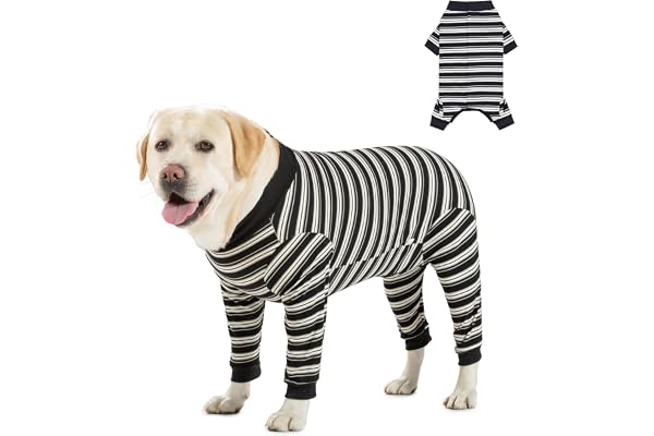 DoggieKit Combinaison de Récupération pour Chiens à Manches Longues,Body Post Operatoire pour Chien Alternative Collier Électronique à Cône,Protecteur de Plaies Abdominales,Anti-Léchage (Noir, L)