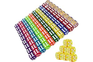 MECCTUCK 100 sztuk kostek, gry stołowe, przezroczyste kostki, zestaw sześciostronnych kostek, zestaw kolorowych kostek, zestaw kostek do gry, 6-stronny zestaw do gier karcianych, gier i na imprezę (A)