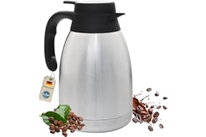 Isolierkanne aus Edelstahl 1,5l oder 2l Thermoskanne Kaffee isolierte Kaffeekanne Gastro Kaffeekaraffe Kaffespender auch für Camping & HLKauf-Block (Isolierkanne Einhand 1,5L & HLKauf-Block)