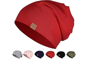 YANIKY Bonnet souple en coton pour homme et femme - Bonnet fin et léger - Bonnet chimio doux - Coupe-vent - Jersey long beanie pour toutes les saisons