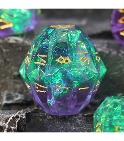 Yourandoll 7 Pezzi Dadi Poliedrici 16mm D20 D12 D10 D8 D6 D4 Per Dungeons And Dragons RPG MTG - Foto 11