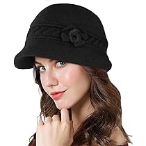 Cappello Invernale Da Donna Elegante Classico Morbido In Lana Cloche Secchio Floreale Cappello Invernale A299, Blu Navy - Foto 7