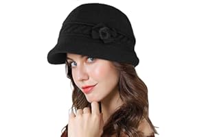 Adigaber Sombrero Invierno tiene un cálido forro polar Gorros de Punto para Mujeres Vintage Moda Angola Boina con visera