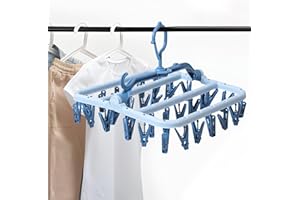 AUSYIWI Tendedero de calcetín, tendedero de ropa para colgar con 32 pinzas, tendedero, secadora plegable, secadora de ropa interior para calcetines, ropa interior, zapatos, guantes, sombreros (azul)