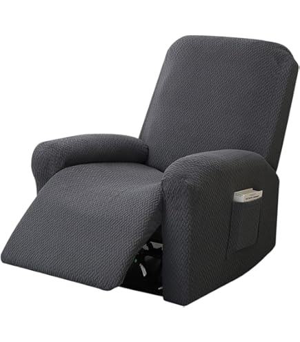 KMQRDZi Fauteuilbeschermer 4-delig - Rekbare Bankovertrek Voor Relaxstoel, Wasbaar, Donkergrijs