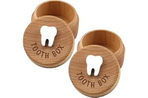 FREE-SPACE Caja de Hada de los Dientes Caja de madera tallada en 3D Recuerdo Diente caído Caja de almacenamiento de recuerdos Regalo para niño o niña (2pcs Tooth Box)