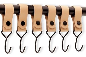 Brute Strength - Multifunktionshaken Mit Lederschlaufe - Naturel - 6X - Kleiderhaken Garderobenhaken Campinghaken Leder
