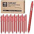 Sikao Red Pens | 16 Pack Retractable Ballpoint Pens Multipack | Red Ink Medium Point 1.0mm | Smooth Writing Ball Point Pens | School Office Supplies, Box of Pens Bulk