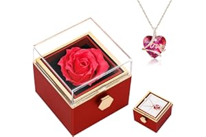 TangDouJM Forever Roses, Heart Shaped Crystal Necklace with Gift Box, Gifts for Women, Birthday Gifts for Her, Love Gifts for Her, Girlfriend, Wife, Christmas, Valentine's Day,