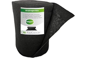EraGreen Fieltro de drenaje de alta calidad, 0,5 m x 5 m, 150 g/m², permeable al agua, fieltro de filtro, fieltro para bancales altos y macetas, color negro