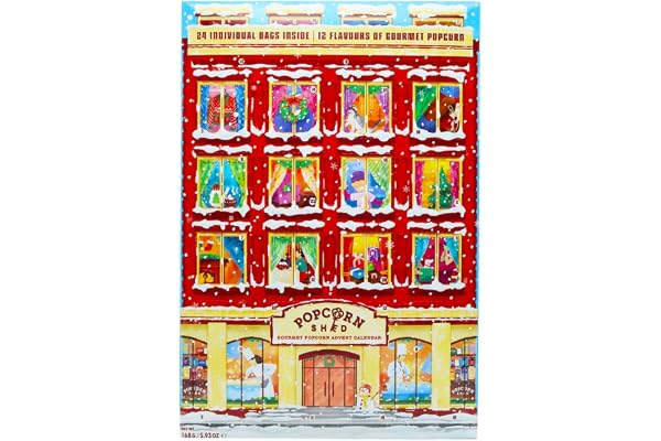 Popcorn Shed Gourmet Popcorn Advent Calendar 2026, 24 Days of Popcorn - 12 Luxury Flavors, Vegan & Gluten Free Food Gift, Non-Chocolate Advent Calendar