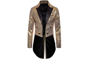 XIXIMAON Veste Costume à Paillettes Homme Smoking Brillant Slim Fit Veste à Queue d'Hirondelle à Double Boutonnage pour Disco Fête Mariage Soirée Cosplay Tuxedo Jacket