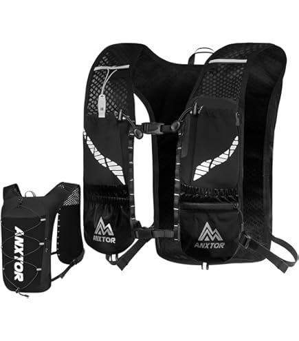 Hardloopvest voor dames en heren, verstelbaar loopvest met 1500 ml drinkzak, drinkvest, hardlopen, 5 l, reflecterende looprugzak voor dames, voor outdoor, hardlopen, joggen, wandelen, fietsen