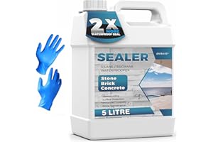 OAIEGSD 5L Universal Water Sealer, Clear Wood Waterproofing Sealer, Penetrating Siloxane Water Seal, Block Paving Sealant, Concrete Stone Repellant Sealant Outdoor for Driveway, Brick, Fence, Shed