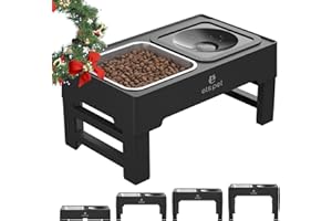 ELS PET Erhöhter Hundenapf: 2-in-1 Auslaufsicher Faltbarer Wassernapf & Edelstahl Napf mit 4 Höhenverstellbarer Napfständer für Große Mittelgroße Kleine Hunde & Haustiere zu Hause