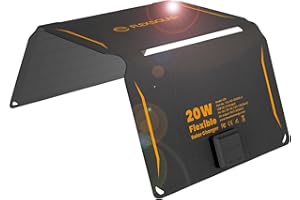 FlexSolar 20W Portable Solar Panel,ETFE Foldable Solar Panel Charger with QC3.0 (18W), DC Port,IP67 Waterproof Monocrystalline Outdoor Solar Panel for Samsung Galaxy iPhone 12/11/ XS/XS Max,Camping