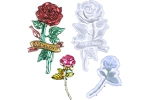 Attuslla 2 PCS Moule Silicone Fleur, Moules en Résine 3D pour Fleurs de Roses pour La Décoration de Gâteaux, Le Chocolat, La Fabrication de Cire à Savon et Les Projets D'artisanat D'art