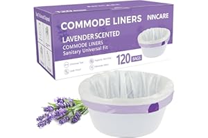 ININCARE Commode Liners for Bedside Commode, Portable Toilet, potty, Bed Pan, 120 Count Lavender Scented Disposable Potty Chair Liners & Portable Toilet Bags, Fit Most Standard Toilet Chair Bucket