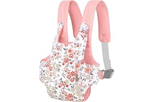 GAGAKU Porte poupée Avant et arrière pour poupées, Accessoires pour poupées en Coton, Porte Bebe Poupee avec Sangles Ajustables pour Petites Filles - Fleur de Prune