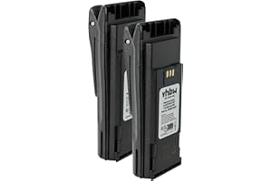 vhbw 2x batteria compatibile con Motorola DP1400, DP1000, EP450, CP380, CP360 radio (2500mAh, 7,2V, NiMH) + clip