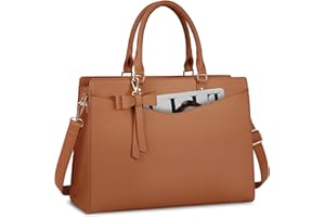 Lubardy Handtasche Damen Shopper Damen Groß Laptoptasche 15,6 Zoll Business Taschen Aktentasche Frauen PU Leder Schultertasche Arbeitstasche Braun