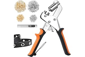 ECHOBUY Pince à œillets 10 mm 300 œillets métalliques or & argent Presse magnétique & perforateur pour tissu cuir bâche rideaux DIY