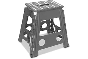 Rynli 16 Inches Folding Step Stool Enough to Hold 150KG Lightweight Foldable Stepping Stool for Adults and Kids, Compact and Lightweight Non-Slip Folding Stools for Kitchen Bathroom Bedroom (Grey)