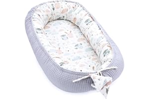Totsy Baby Nido Bebe Recien Nacido 50x90cm - Reductor Cuna Capullo de colecho ninho para Dormir Gofre de algodón Cuco Ideal para Gondola moisés y Viaje 1. Búhos Gris