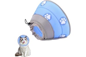 INTEDESIGN Soft Cat Cone Collar to Stop Licking After Surgery, Waterproof Adjustable Soft Cat Recovery Collar for Small Dogs, Puppies and Kittens (Blue, M- (Neck:6.30-9.45"))