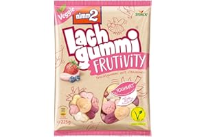 ‎NIMM2 LACHGUMMI nimm2 Lachgummi Frutivity Yoghurt – 1 x 225g – Vegetarisches Fruchtgummi mit Fruchtsaft, Vitaminen und Yoghurt