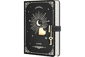 RETTACY - Libro di password con serratura a forma di cuore, con linguette alfabetiche, per quaderni, carta da 120 g/m², tasca interna, 2 segnalibri, 13,5 x 19 cm (nero e oro)