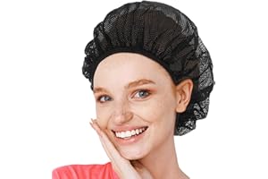 HJZHII 6 cappelli da cuoco elastici unisex, cappello da cucina per servizio alimentare, retine per capelli, riutilizzabili, lavabili e regolabili, con cappuccio in rete nero, Nero , Taglia unica