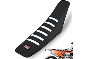 MCHMFG Motorcycle Universal Seat Cover Non-Slip Rubber Striped Gripper Soft Sewing for CRF WR WRF RMZ YZF SXF EXC EXC XC SX CR KLX Dirt Pit Bike Motocross Off Road Motorbike (White)