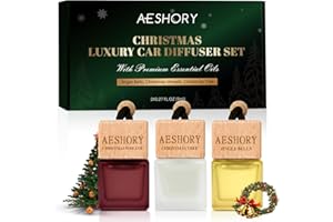 AESHORY Ambientador Coche Navidad 3 X 8ml, Aceites Esenciales Naturales Colgante para Automóvil, Ambientadores Coche con Absorbe Olores, Regalo Navidad para Hombre y Mujer