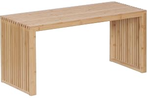 Relaxdays sittbänk i bambu, modern köks- & skobänk för hall, natur