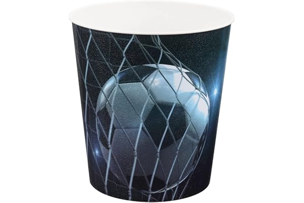 Idena 10488 - Corbeille à papier enfants, avec motif football, en PP, capacité 9 litres, poubelle pour chambre d'enfant, 1 pièce