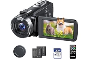 FIREFOTO Camcorder Video Camera 4K, 42MP Vlogging Camera for Youtubers with 18X Digital Zoom, 3.0" 270° Rotating Screen Cam corder, Webcam, 32GB SD Card & 2 Batteries, Remote Control, Recording While Charging