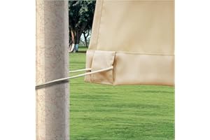 Rosnek 2 Panel Outdoor Curtains Bottom Fixable,Windproof Design Pergola Curtains W 52" x L 96" with Top Grommets,Gazebo Curtains Thermal Insulated Waterproof for Garden,Patio,Pergola(Beige)