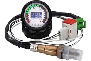 Giilayky 2 in 1 Indicatore del Rapporto del Carburante 'Aria Voltmetro 12V 52Mm Indicatore del Voltmetro 'Automobile Digitale AFR Indicatore di Tensione con Sensore di Ossigeno O2