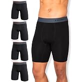 FM London Pack of 4 Long Bamboo Men's Boxer Briefs, Anti-Chafing