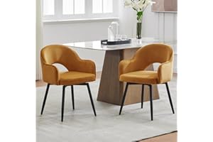 chairus Aksamitne krzesła do jadalni, zestaw 2 tapicerowanych krzeseł bocznych, nowoczesny fotel obrotowy 360°, krzesło akcentujące do domu, biura, salonu, żółte, 2 (aksamit)