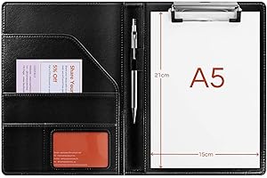 ‎MYMAZN Klemmbrett A5 Klemmbrettmappe Schreibmappe mit Klemmbrett Din A5 Mappe Schreibblock (Schwarz)