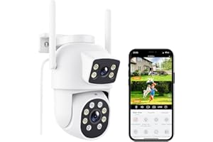 Reobiux Telecamera Wi-Fi Esterno, 2.5K Videocamera Sorveglianza Esterno con Doppia Lente, Visione Notturna a Colori, Rilevamento Umano, Audio Bidirezionale, Allarme Sonoro e Luminoso, IP66, Alexa