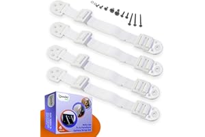 Hochleistungs Möbelgurte-Set zur Kippsicherung für Kinder (4 Stück) von Boxiki Kids. Einstellbare TV/Wand Verankerungen und Erdbeben-Kippsicherungsgurte für ein sicheres Heim.