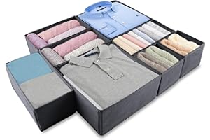 Revivoer Drawer Organiser Wardrobe, 8 Pieces Foldable Closet Cupboard Organiser Made of Fabric for Clothes, Socks, Underwear Simple Joy Organiser